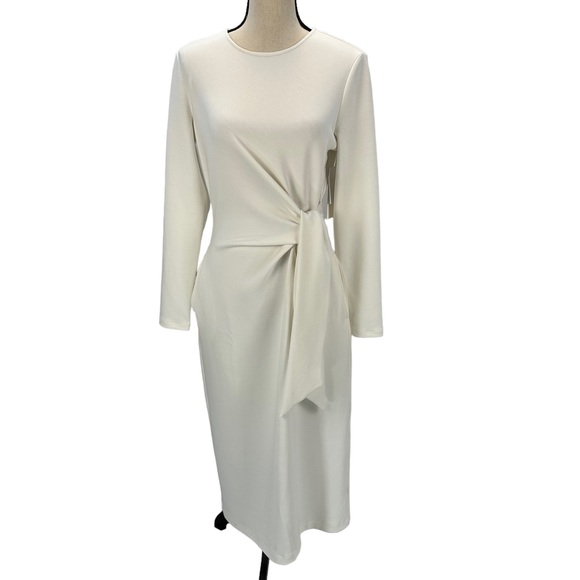 Nordstrom Dresses & Skirts - Nordstrom Long Sleeve Crew Neck Tie Waist Midi Dress - Ivory Cloud - size Medium